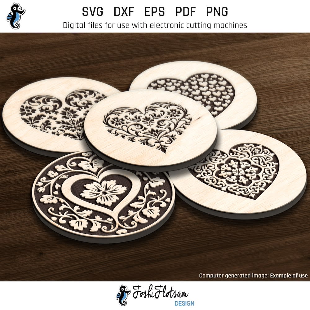 Coaster SVG - Heart SVG coaster bundle image 5 Fifth 5 of 30 heart coasters included in this coaster SVG bundle.